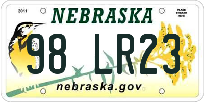 NE license plate 98LR23