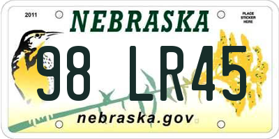NE license plate 98LR45