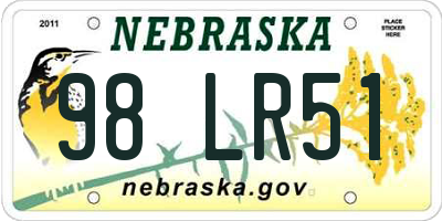 NE license plate 98LR51