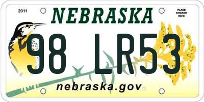 NE license plate 98LR53