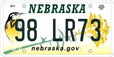 NE license plate 98LR73