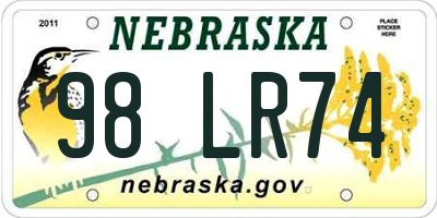 NE license plate 98LR74
