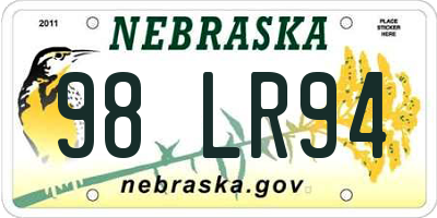NE license plate 98LR94