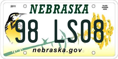 NE license plate 98LS08