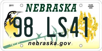 NE license plate 98LS41
