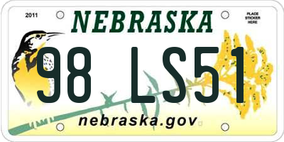 NE license plate 98LS51