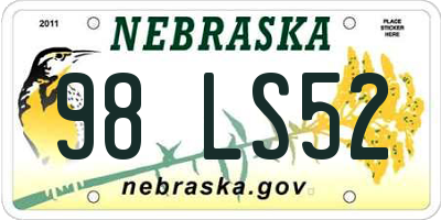 NE license plate 98LS52