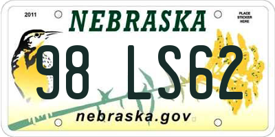 NE license plate 98LS62