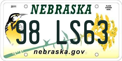 NE license plate 98LS63