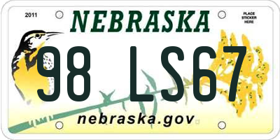 NE license plate 98LS67