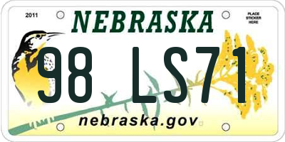 NE license plate 98LS71