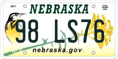 NE license plate 98LS76