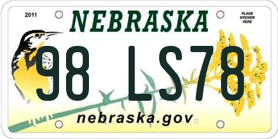 NE license plate 98LS78