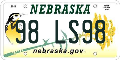 NE license plate 98LS98