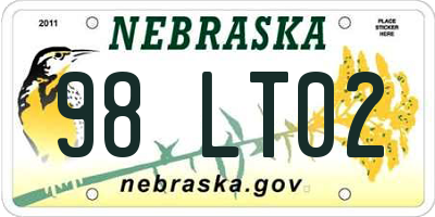 NE license plate 98LT02