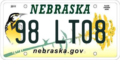 NE license plate 98LT08
