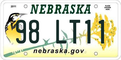 NE license plate 98LT11