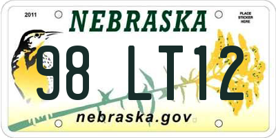 NE license plate 98LT12