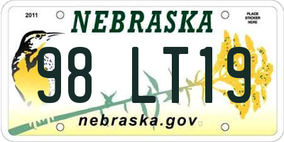 NE license plate 98LT19