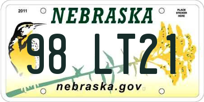 NE license plate 98LT21