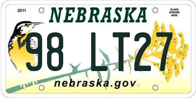 NE license plate 98LT27