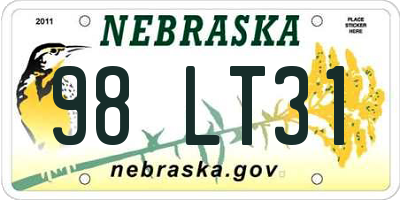 NE license plate 98LT31