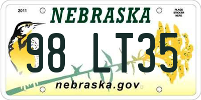 NE license plate 98LT35