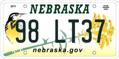 NE license plate 98LT37