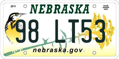 NE license plate 98LT53