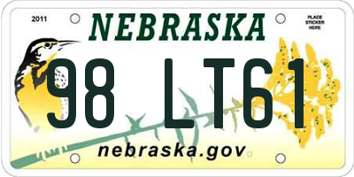 NE license plate 98LT61