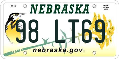 NE license plate 98LT69