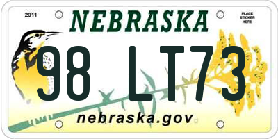 NE license plate 98LT73