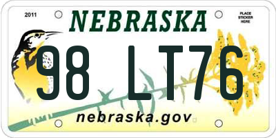NE license plate 98LT76