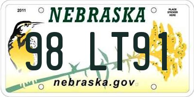NE license plate 98LT91