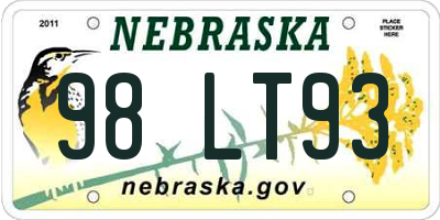 NE license plate 98LT93