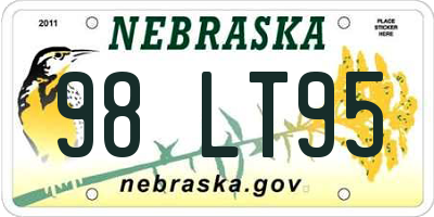 NE license plate 98LT95