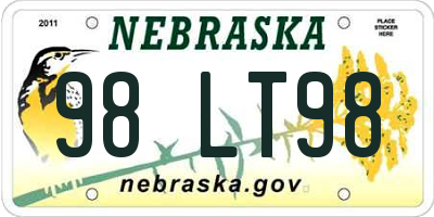 NE license plate 98LT98