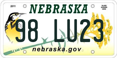 NE license plate 98LU23