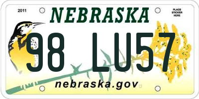 NE license plate 98LU57