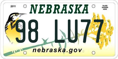 NE license plate 98LU77