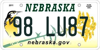 NE license plate 98LU87