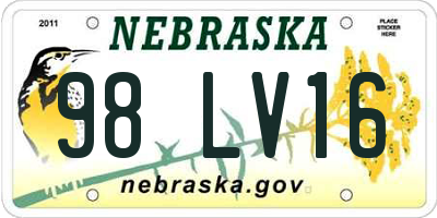 NE license plate 98LV16