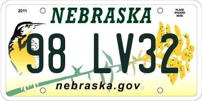 NE license plate 98LV32