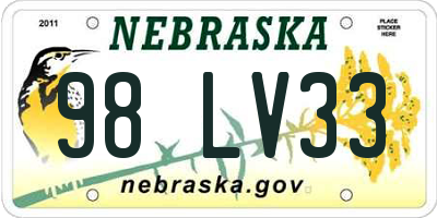 NE license plate 98LV33