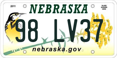 NE license plate 98LV37