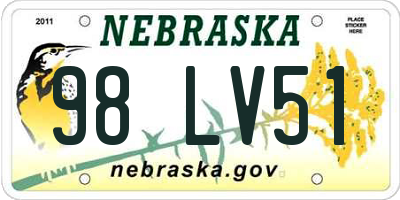 NE license plate 98LV51