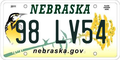 NE license plate 98LV54