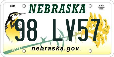 NE license plate 98LV57
