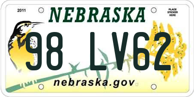 NE license plate 98LV62
