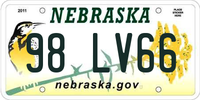 NE license plate 98LV66